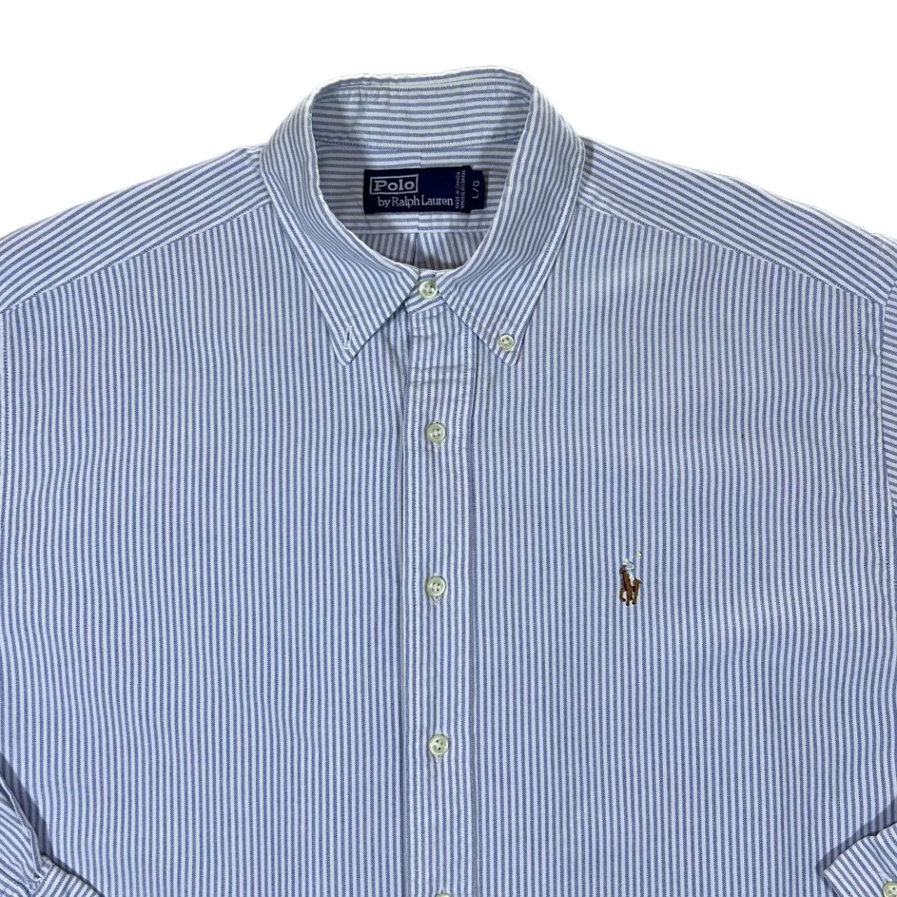 Early 00's POLO RALPH LAUREN Embroidered Mini Logo Striped Long Sleeve Button-Up Cotton Shirt