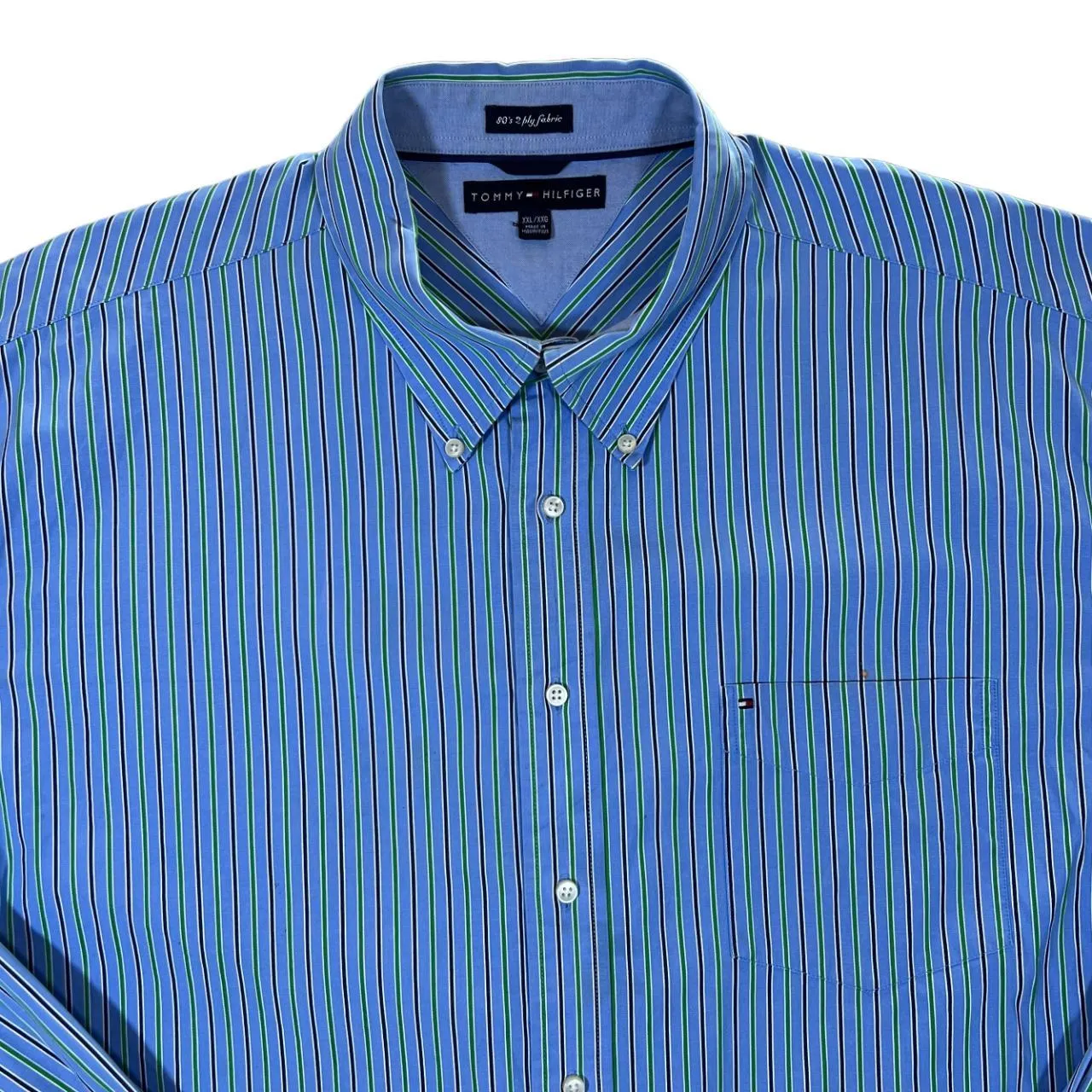 Early 00's TOMMY HILFIGER "80's 2 Ply Fabric" Multi Striped Long Sleeve Button-Up Cotton Shirt