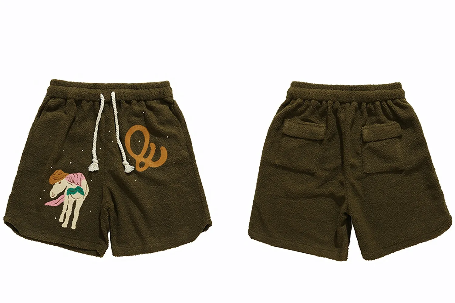 Editorial Department Embroidered Boucle Fleece Shorts