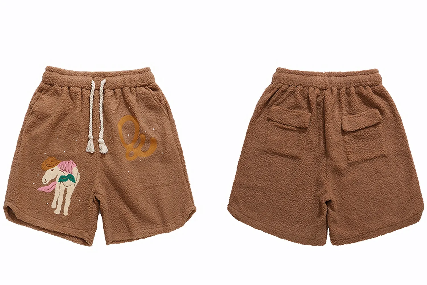 Editorial Department Embroidered Boucle Fleece Shorts