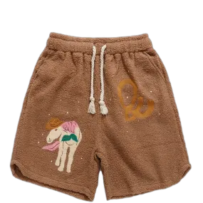 Editorial Department Embroidered Boucle Fleece Shorts