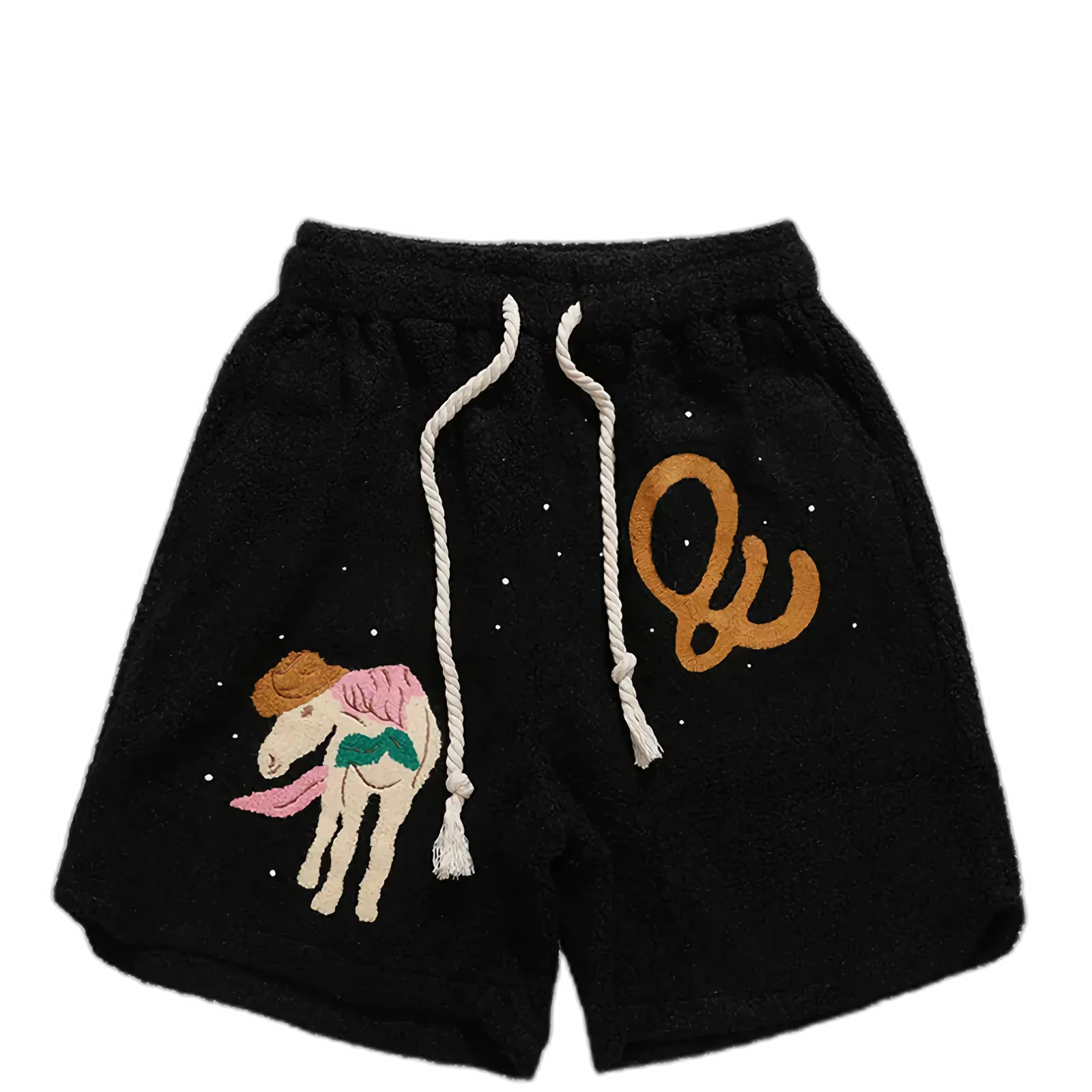 Editorial Department Embroidered Boucle Fleece Shorts