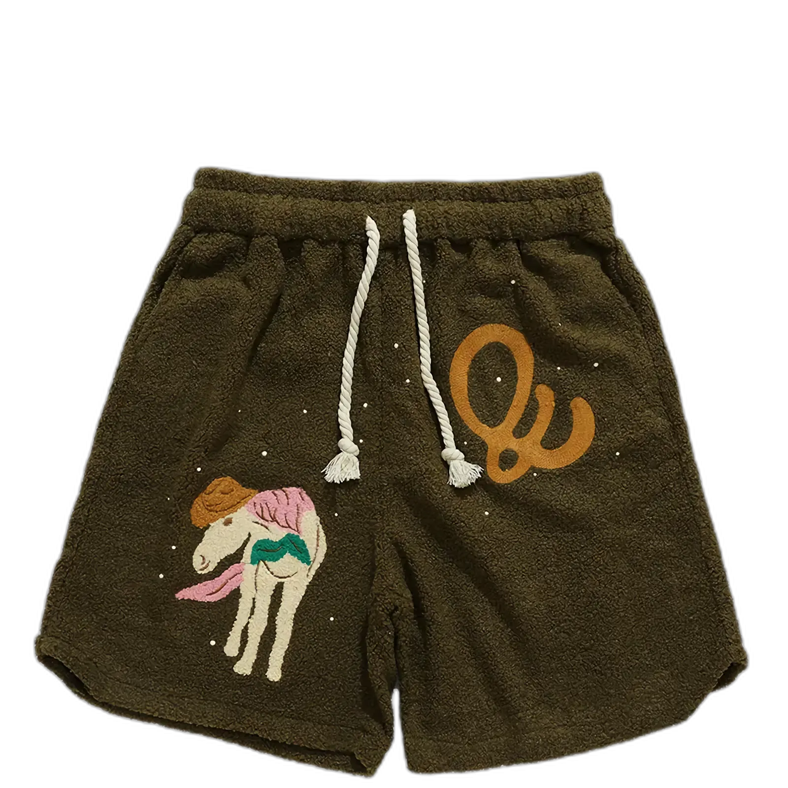 Editorial Department Embroidered Boucle Fleece Shorts