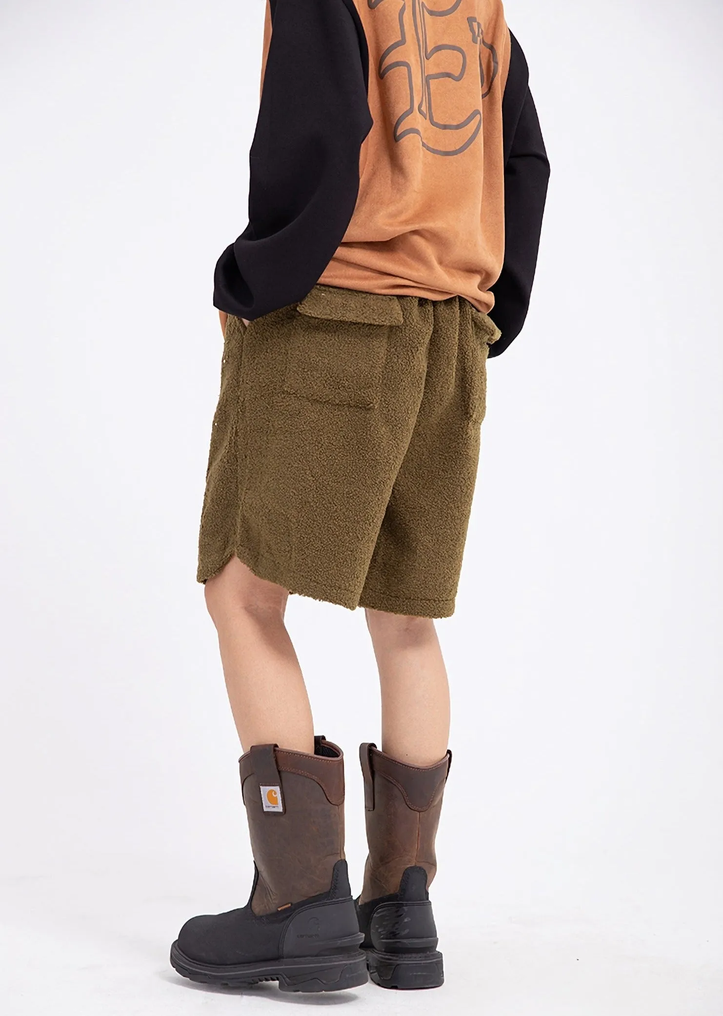 Editorial Department Embroidered Boucle Fleece Shorts