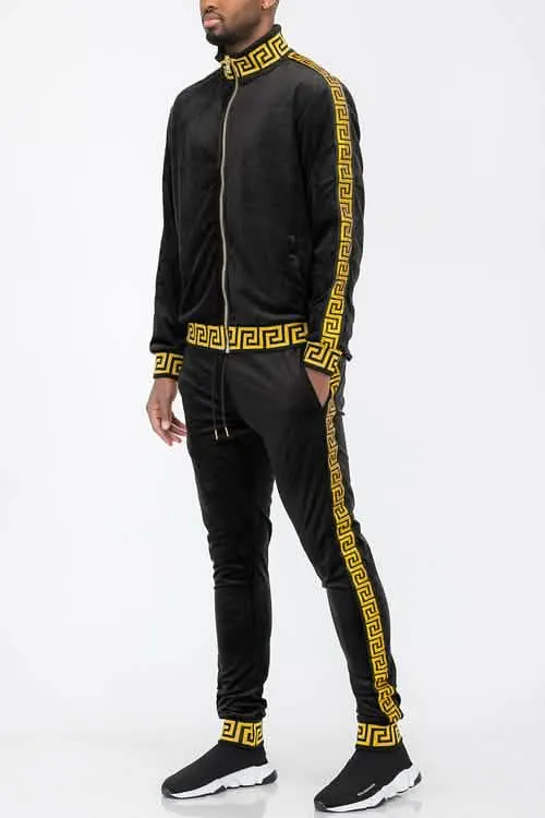 Elegant Velour Zip-Up Leisure Suit