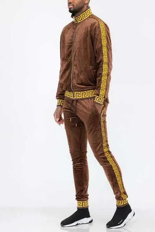 Elegant Velour Zip-Up Leisure Suit
