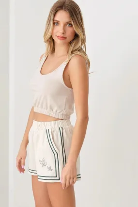 Embroidered Active Two Side Pocket Shorts