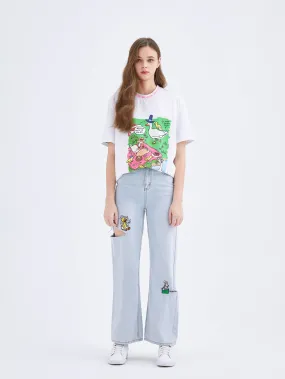 Embroidered Baggy Jeans