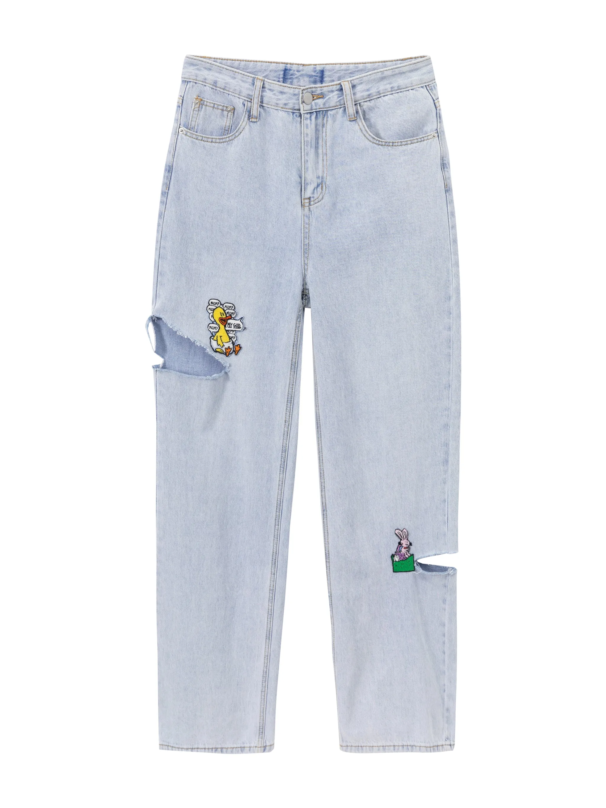 Embroidered Baggy Jeans
