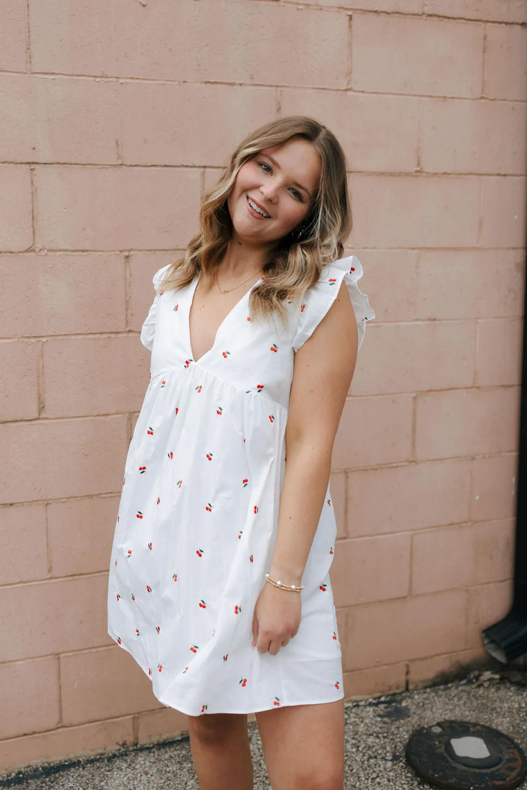 Embroidered Cherry Dress
