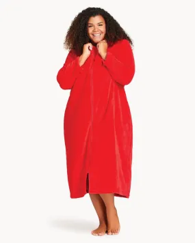 Embroidered Full-Zip Robe | Red