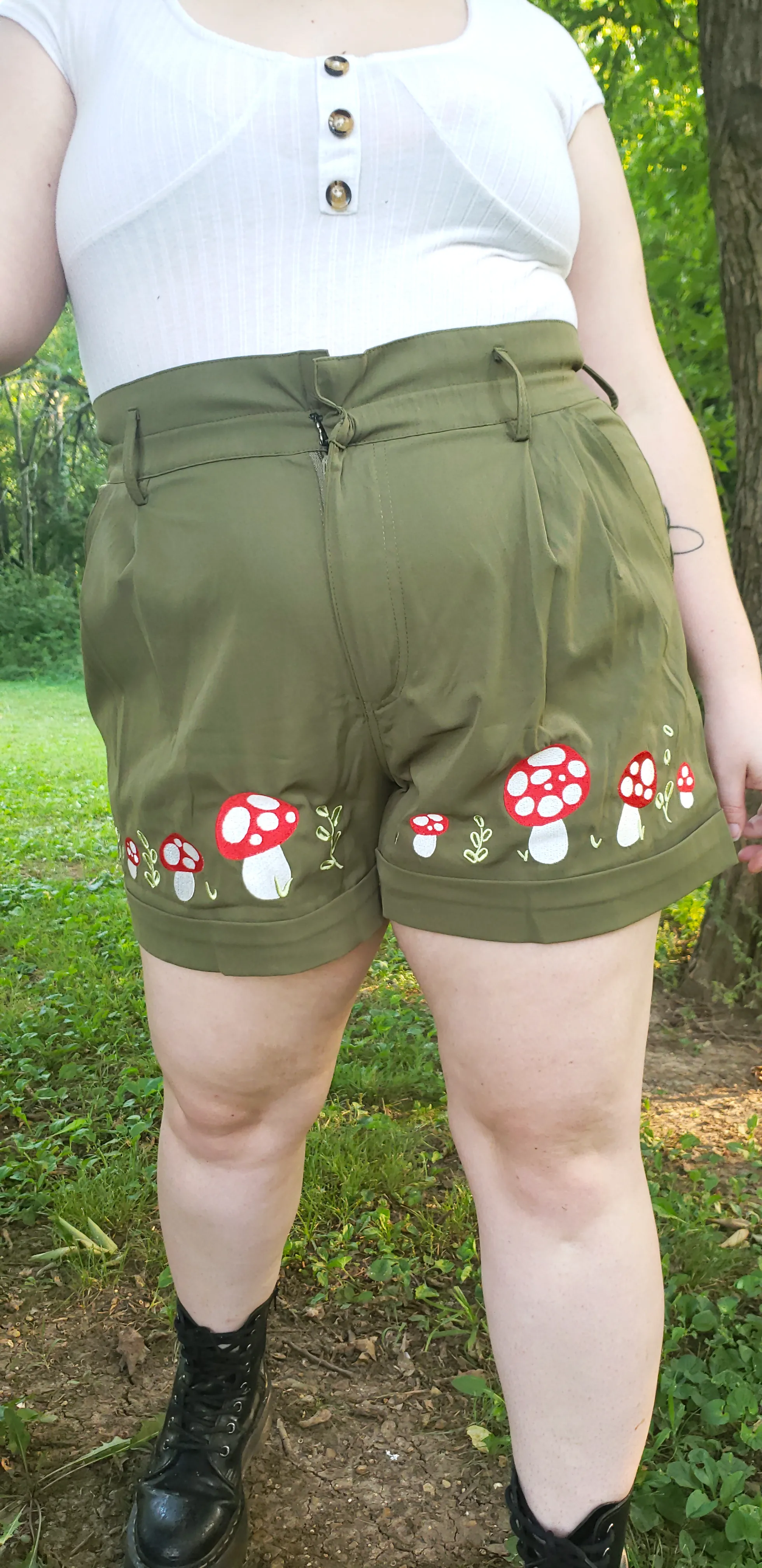Embroidered Mushroom Shorts