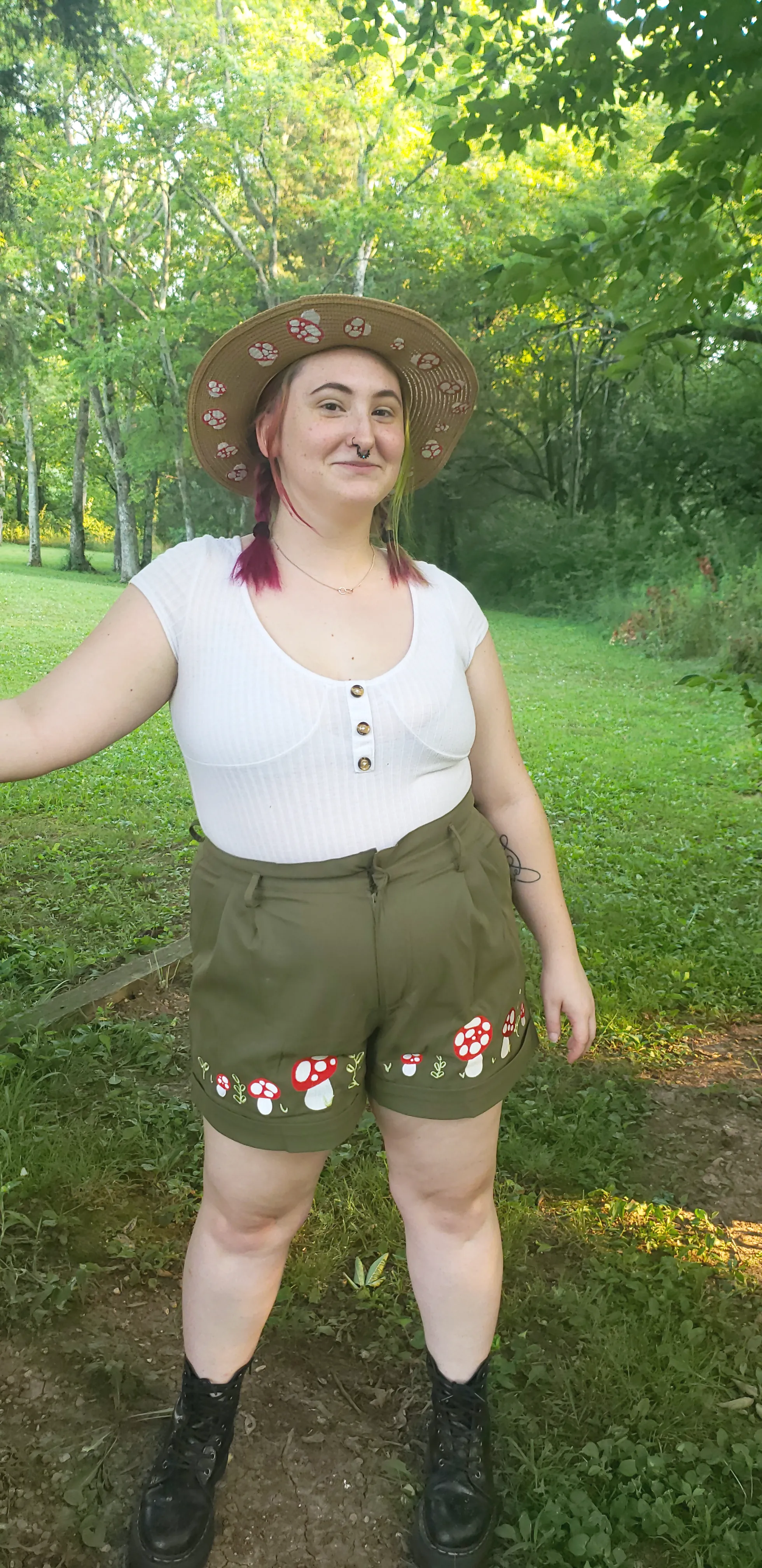 Embroidered Mushroom Shorts