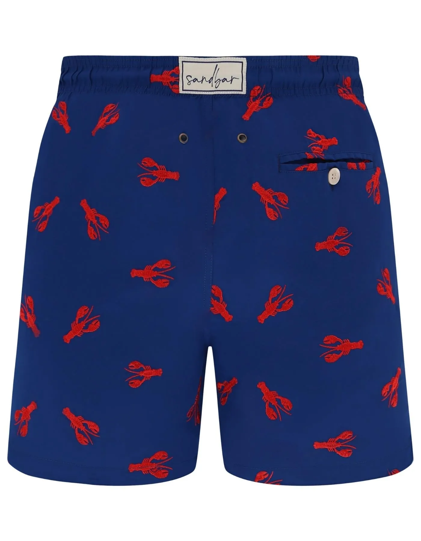 Embroidered Red Lobster Mens Swim Shorts