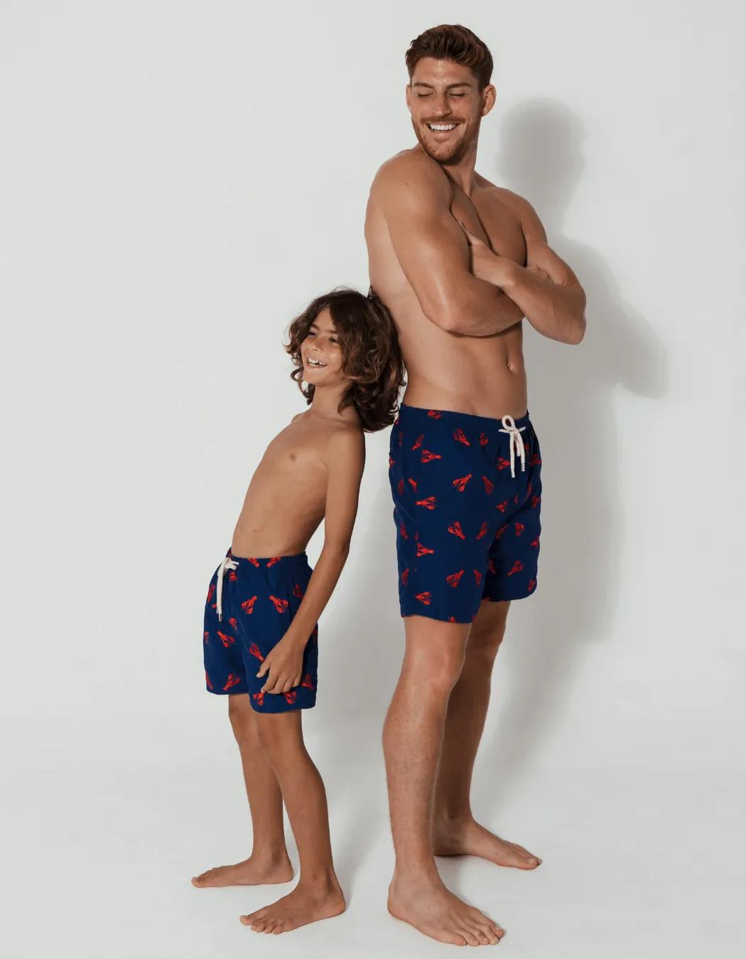 Embroidered Red Lobster Mens Swim Shorts
