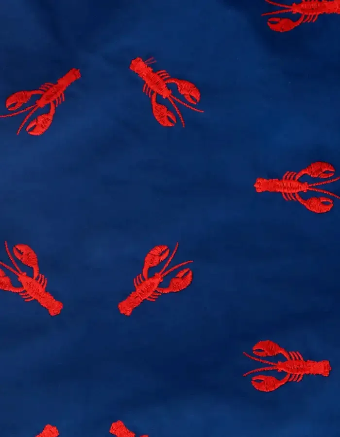 Embroidered Red Lobster Mens Swim Shorts