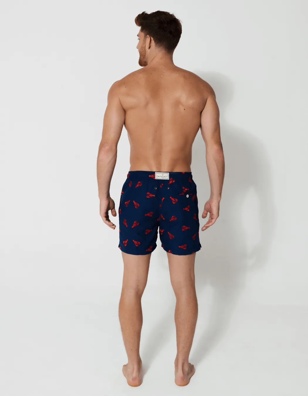 Embroidered Red Lobster Mens Swim Shorts
