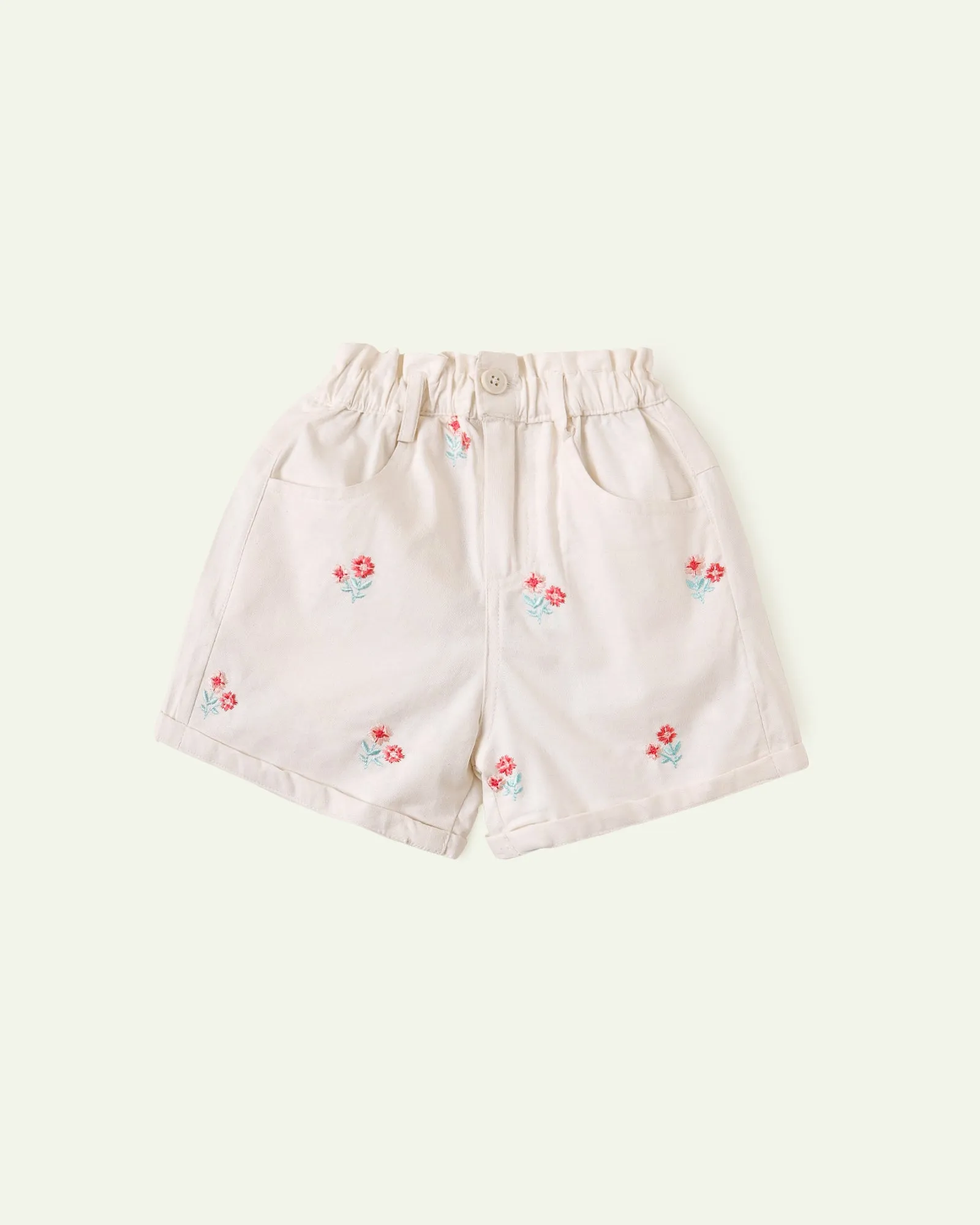 Embroidered White Shorts