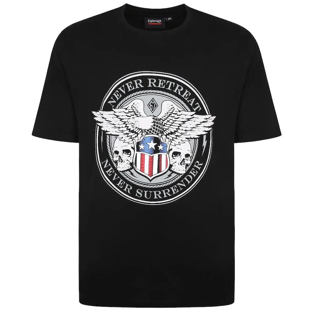 Espionage Mens Never Surrender Crew Neck Tee In 2XL-6XL