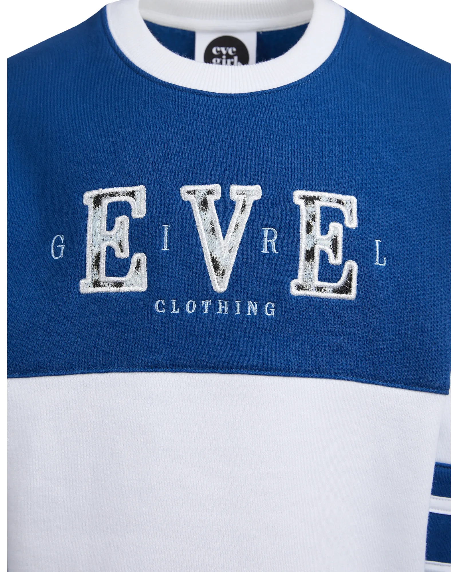 Eve Girl Riley Contrast Crew - Navy