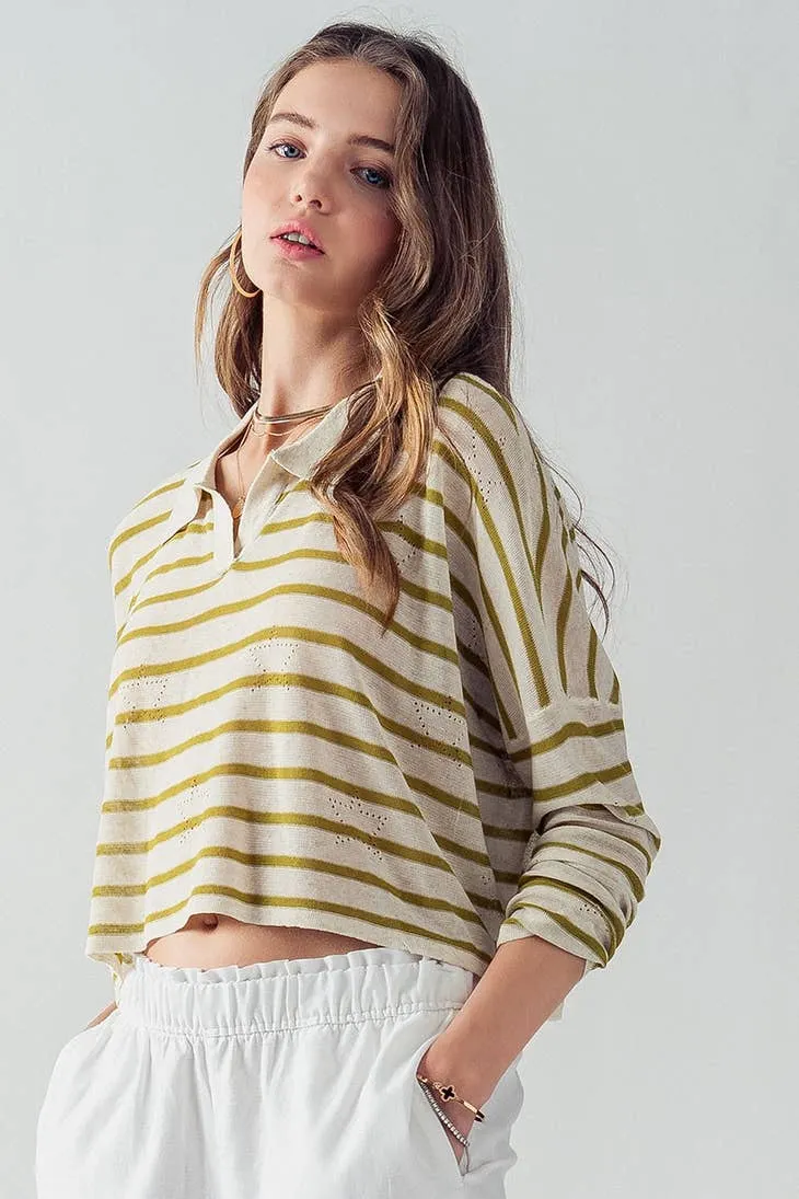 Fashion Week Sydney Eyelet Star Striped Polo