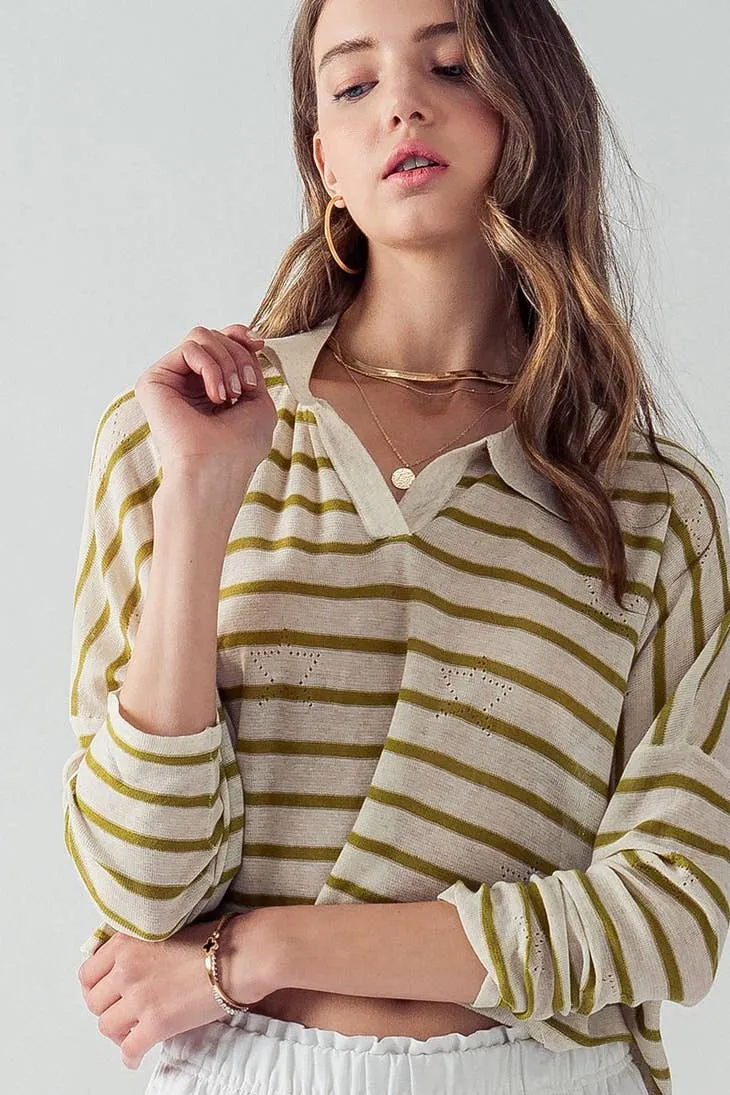 Fashion Week Sydney Eyelet Star Striped Polo