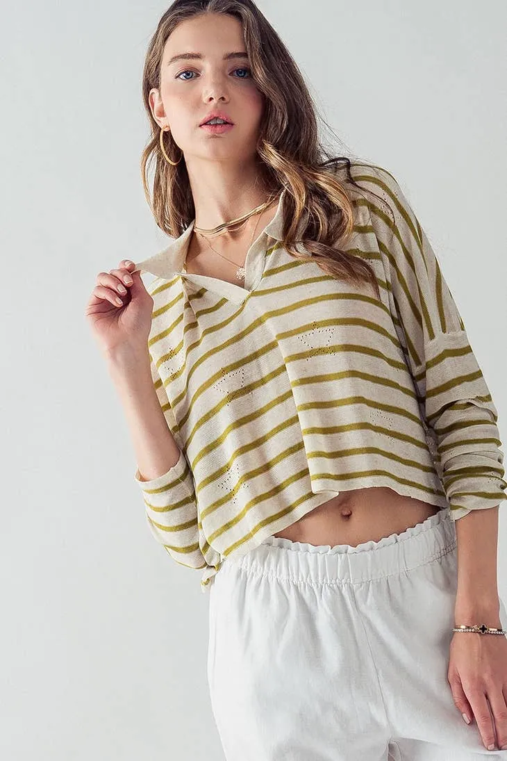 Fashion Week Sydney Eyelet Star Striped Polo