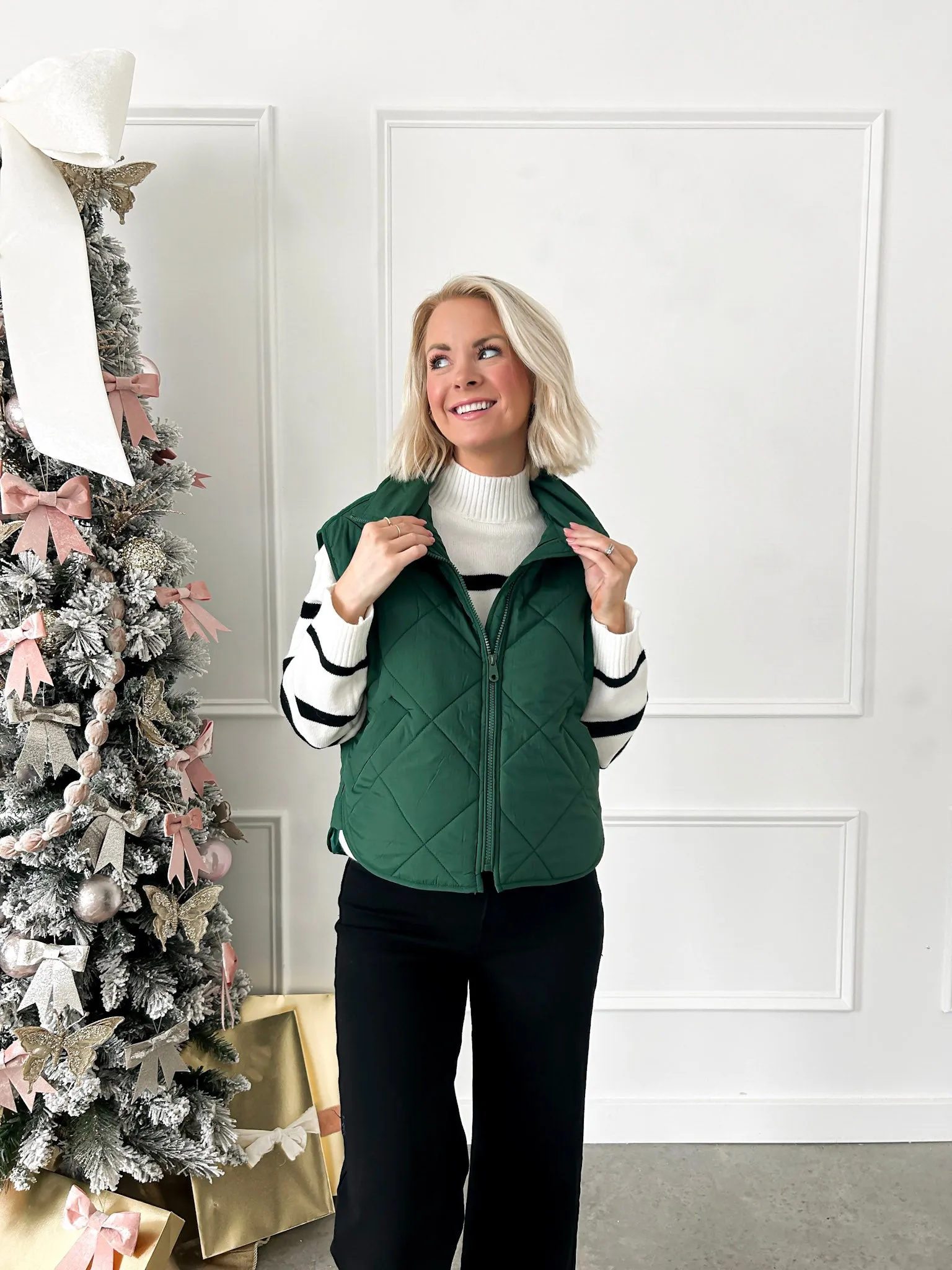 Feeling Frosty Green Quilted Vest FINAL SALE