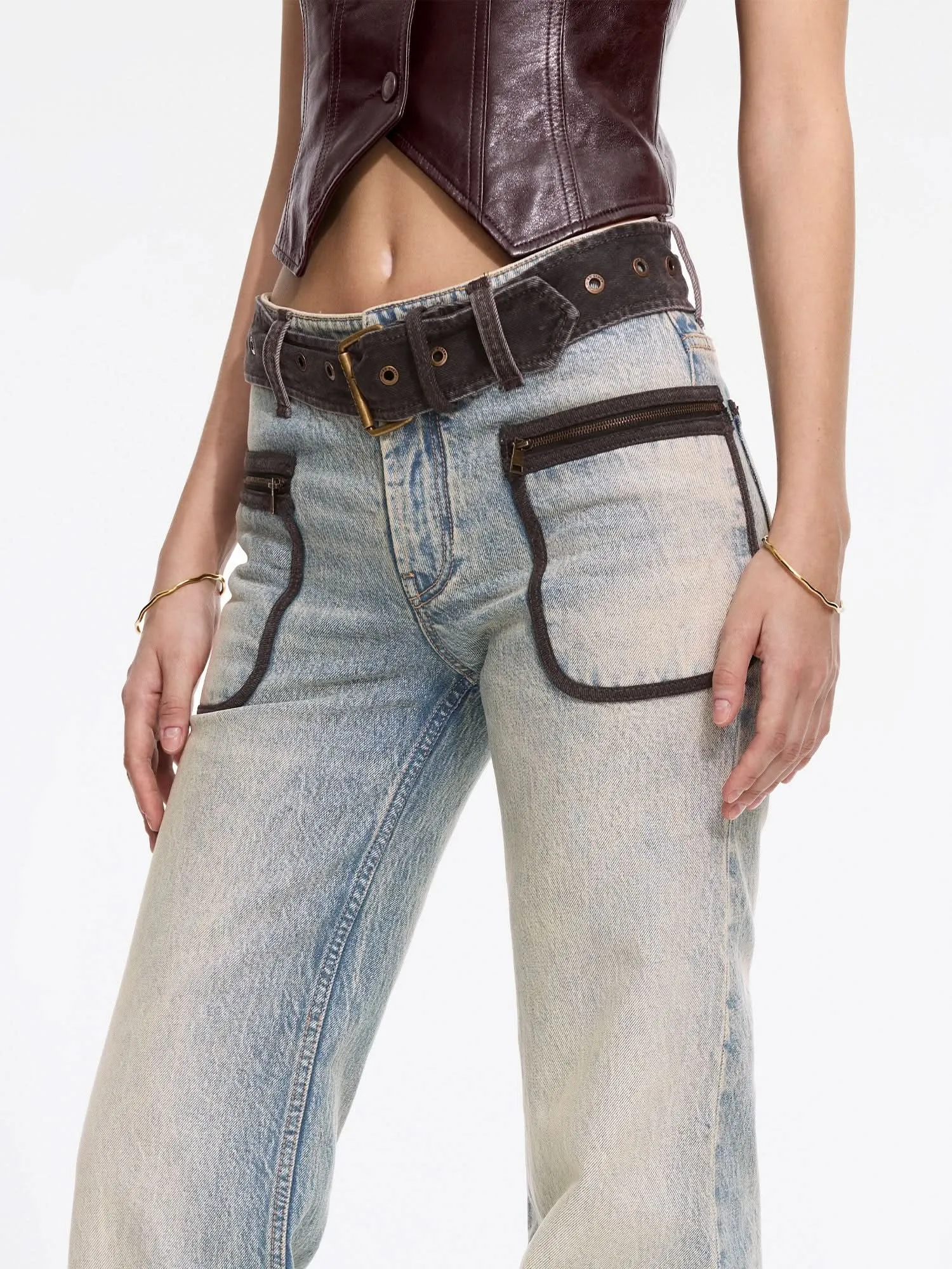 Flared Jeans With Belt