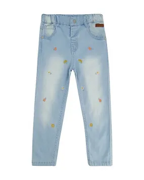 Floral Embroidered Denim Jeans