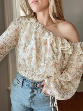 Floral Off Shoulder Frill Blouse