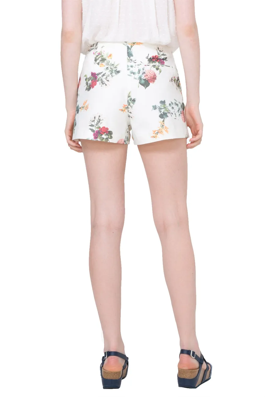Frane White Floral Shorts Desigual Style 74P2JH2