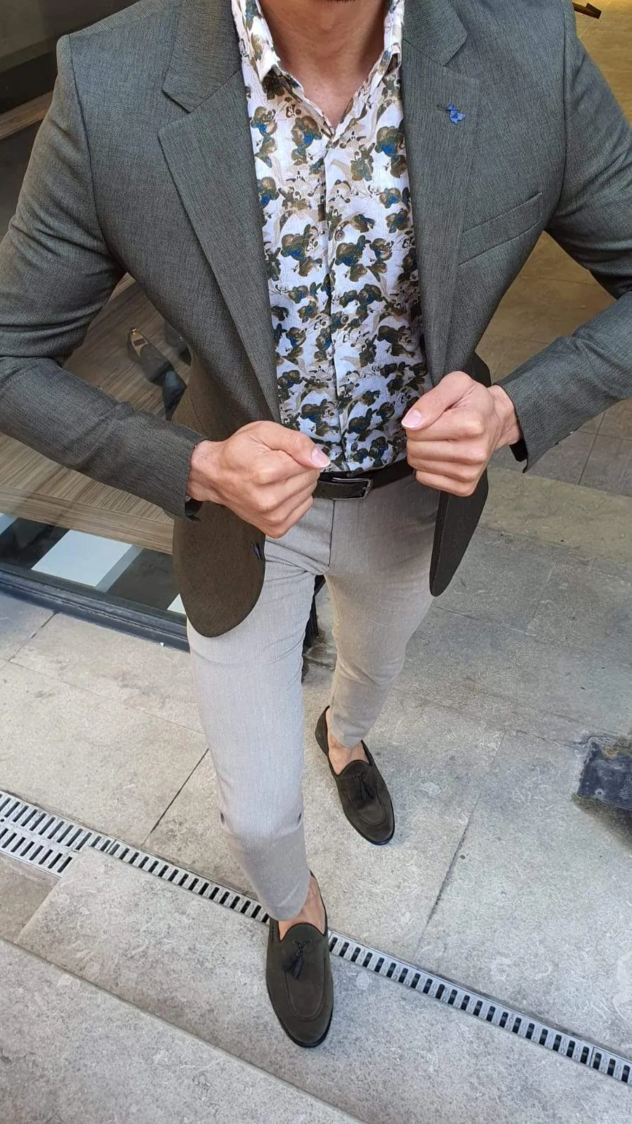 Galla Khaki Slim Fit Blazer