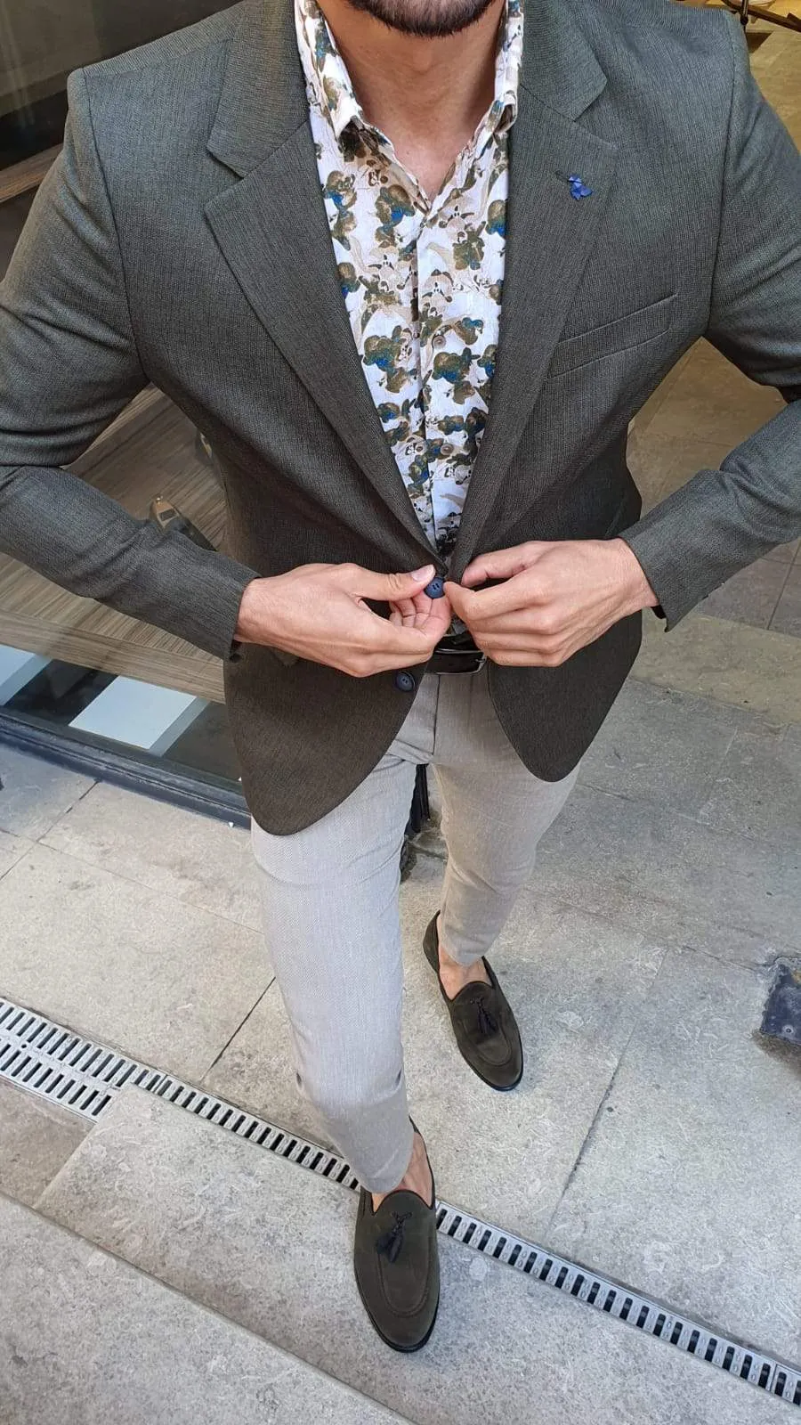 Galla Khaki Slim Fit Blazer