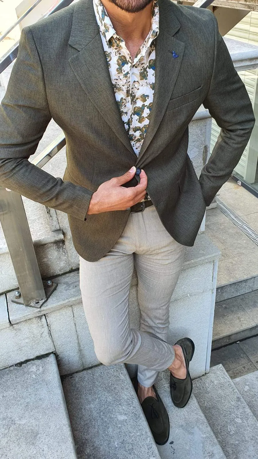Galla Khaki Slim Fit Blazer