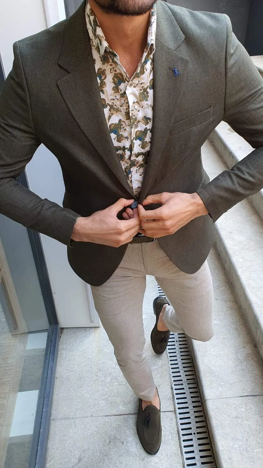 Galla Khaki Slim Fit Blazer