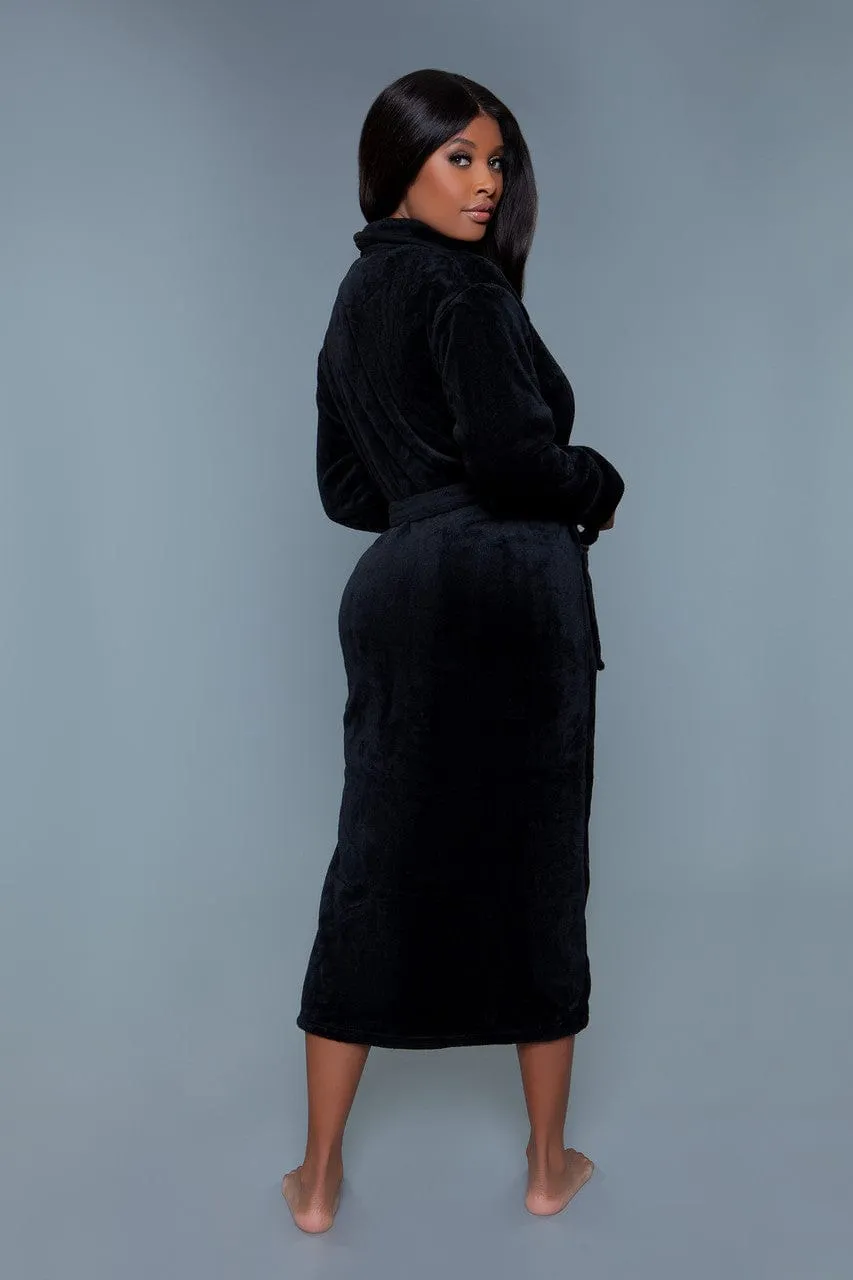 Geovan Comfy Plush Robe Black