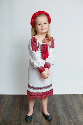 Girl's Dress with Red and Black Embroidery