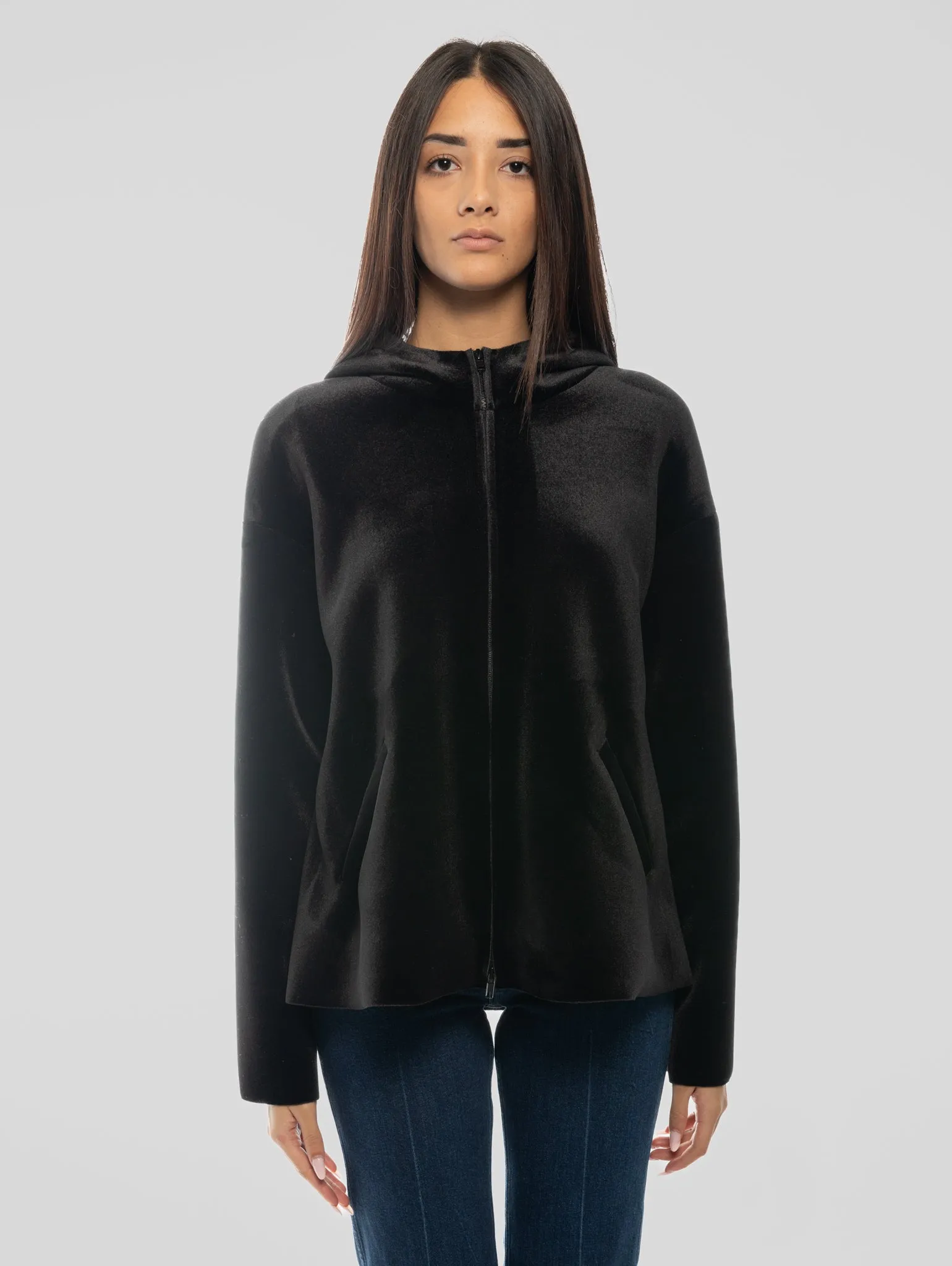 Giubbino in Scuba Velour Nero
