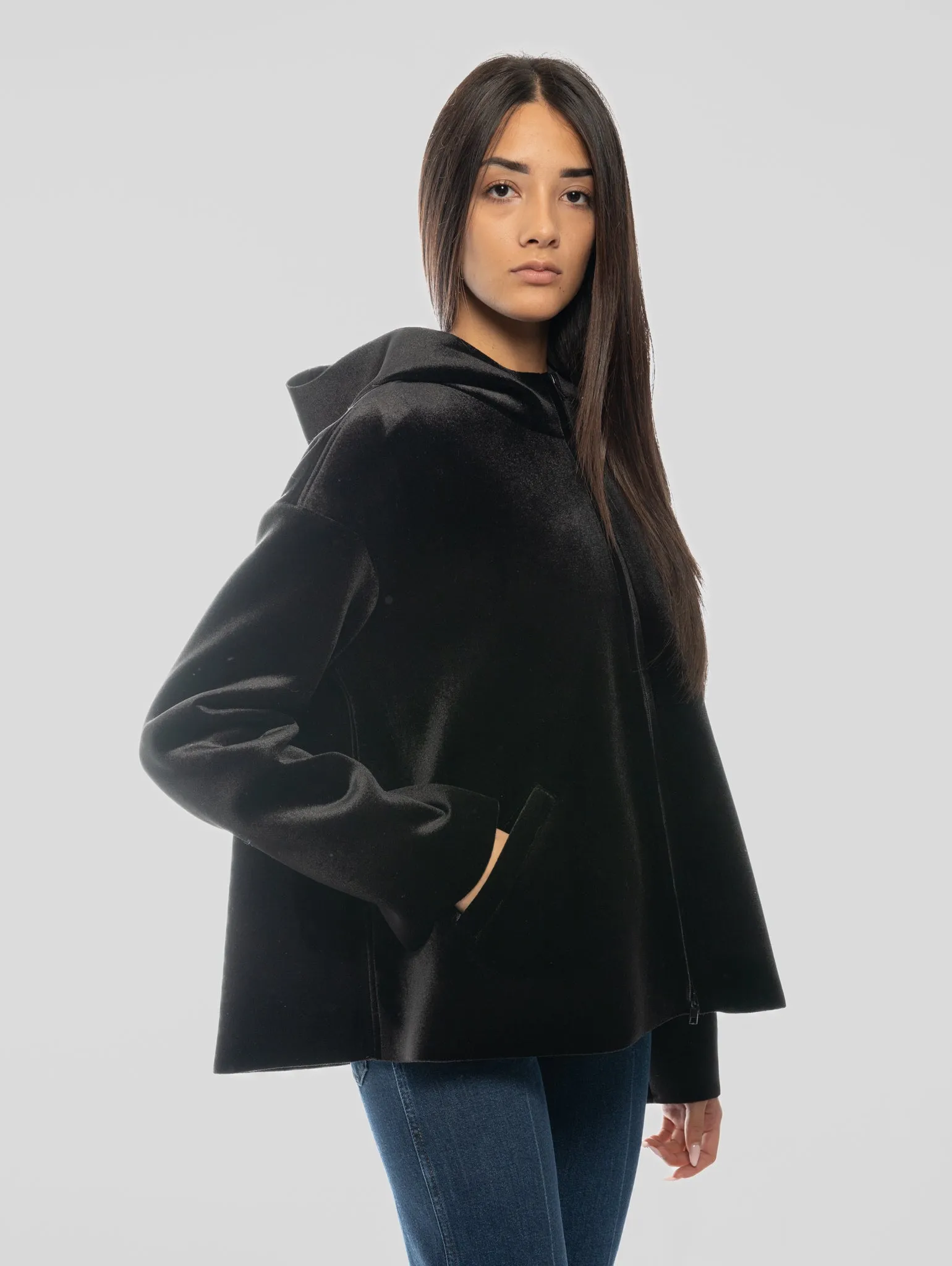 Giubbino in Scuba Velour Nero