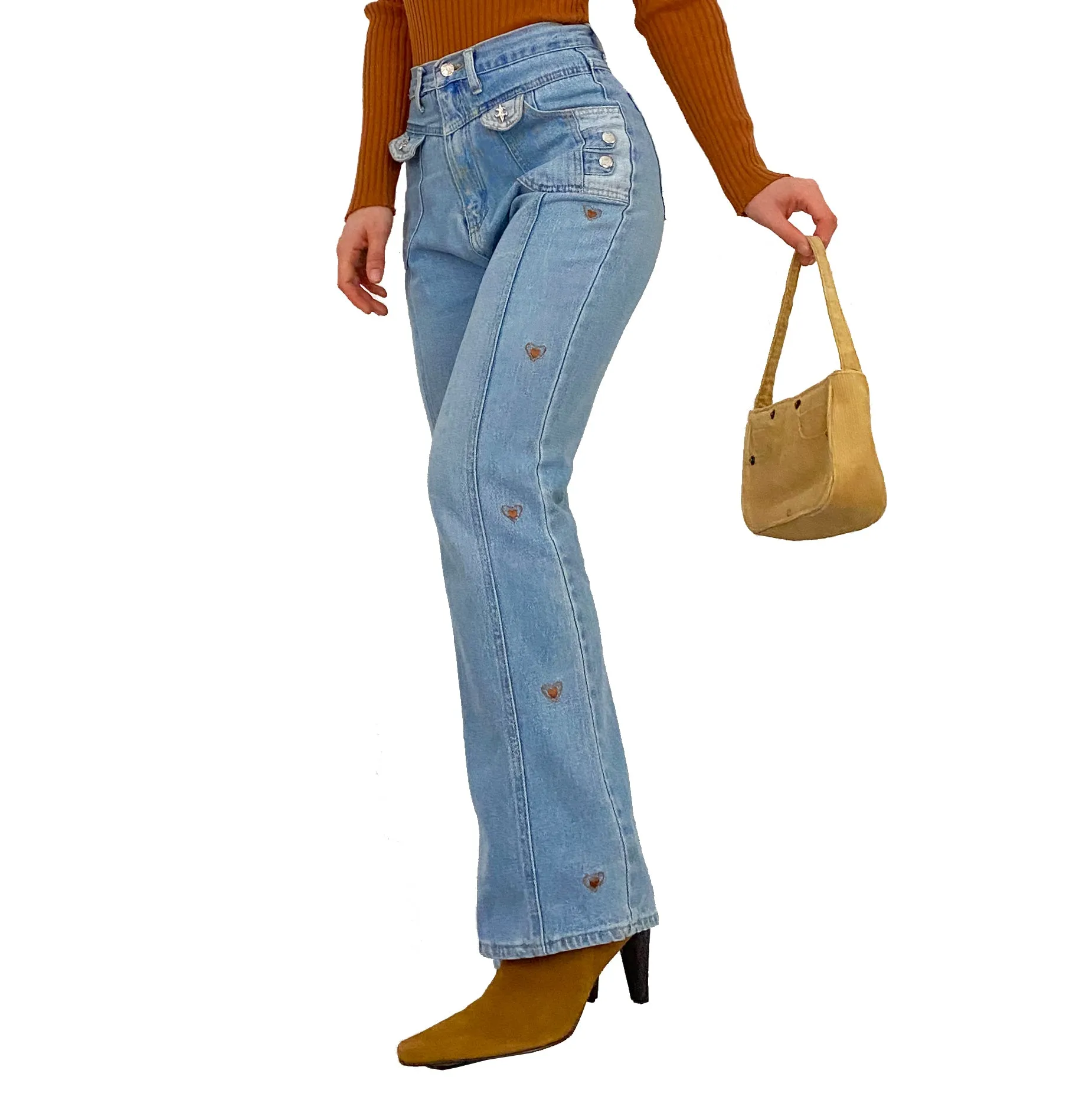 Heart Embroidered Jeans (S)
