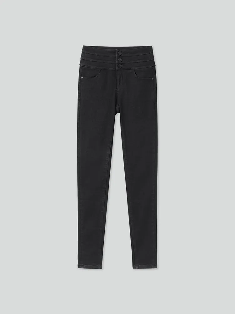 High Waisted Brushed Jeans