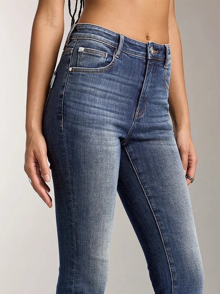 High Waisted Slim Fit Flared Jeans
