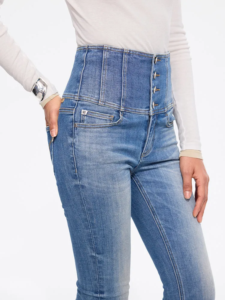 High Waisted Slim-Fit Jeans-GLENDA
