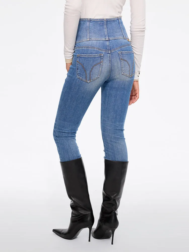 High Waisted Slim-Fit Jeans-GLENDA