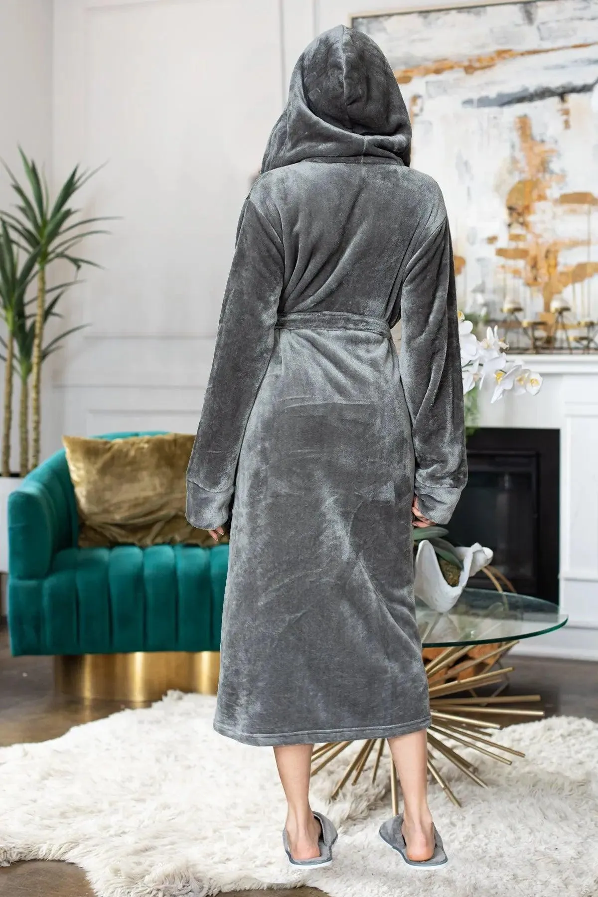 Hooded Plush Bathrobes for Women