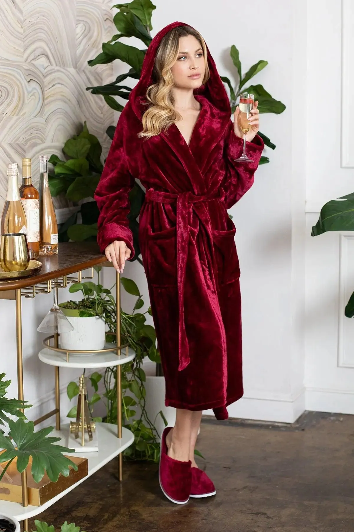 Hooded Plush Bathrobes for Women