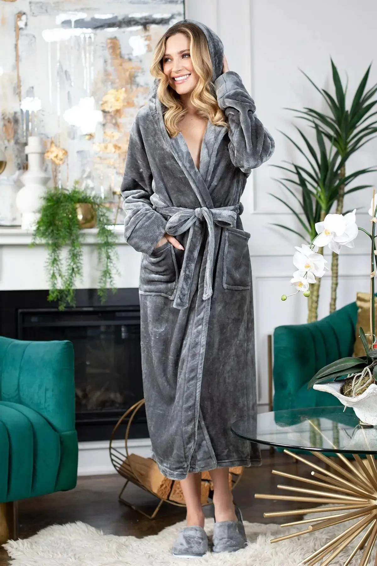 Hooded Plush Bathrobes for Women