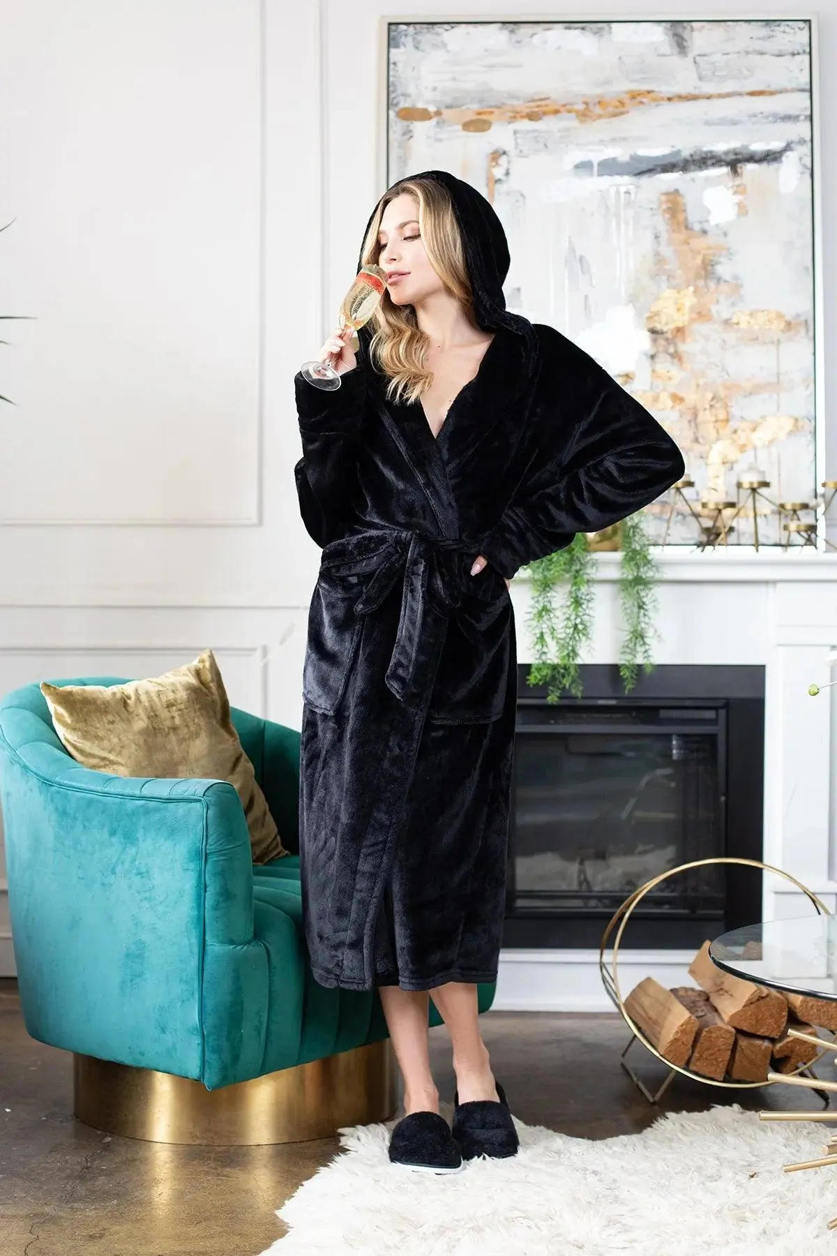 Hooded Plush Bathrobes for Women