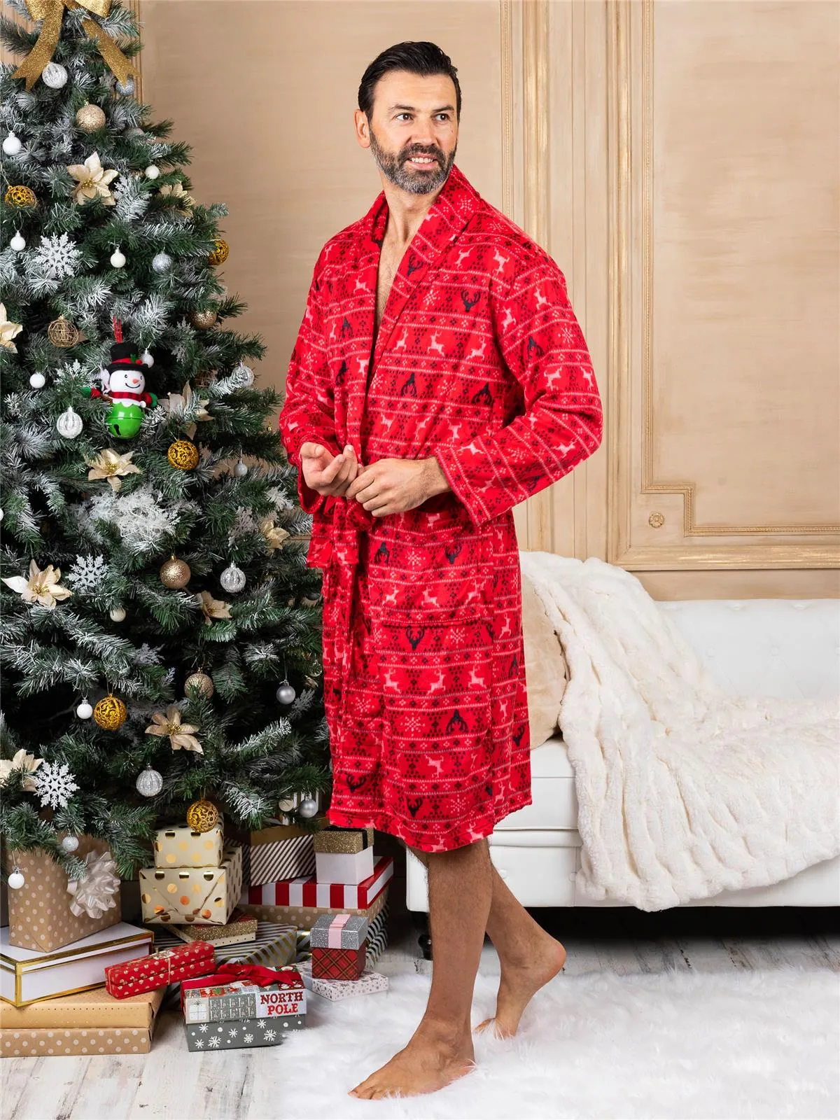 Intimo Men's Red Fairisle Family Pajama Robe